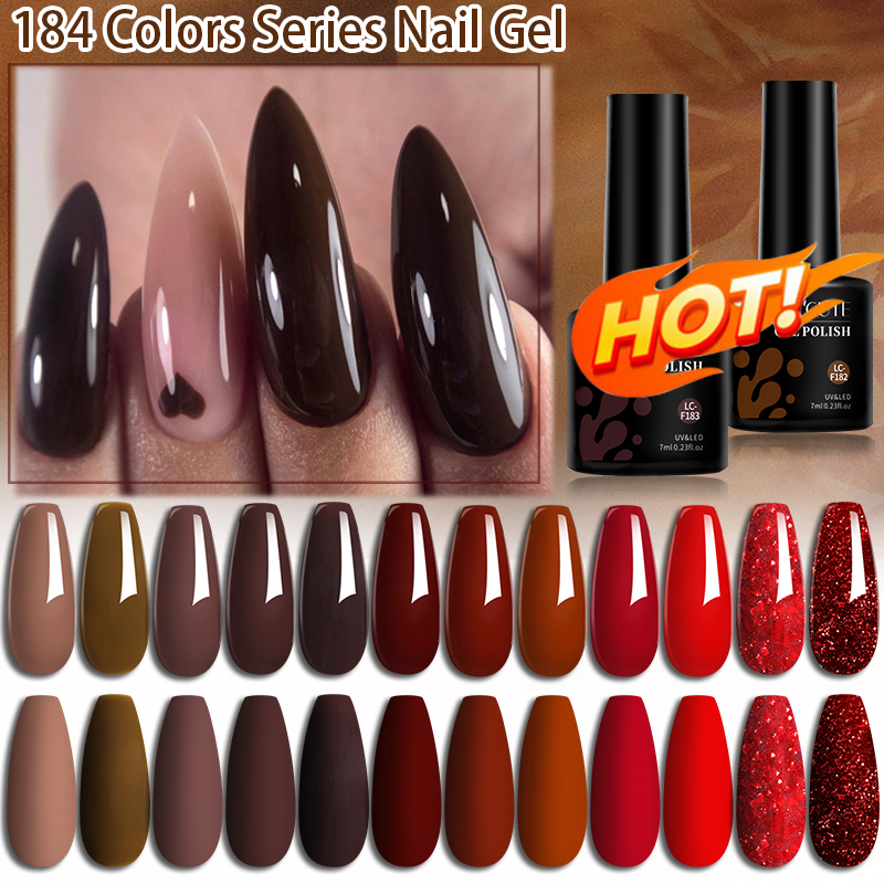 Nail Art Red Wine - LILYCUTE Kaffeebraune Farbe Gel-Nagellack Weinrot Maniküre