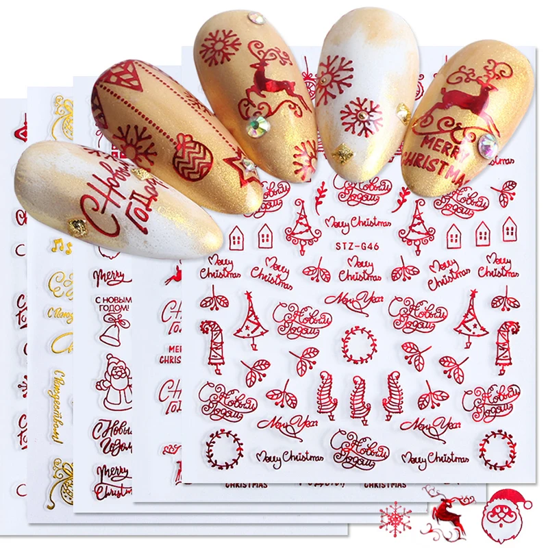 Nail Art Xmas Design - Weihnachten Nägel Zubehör Rot Gold Winter