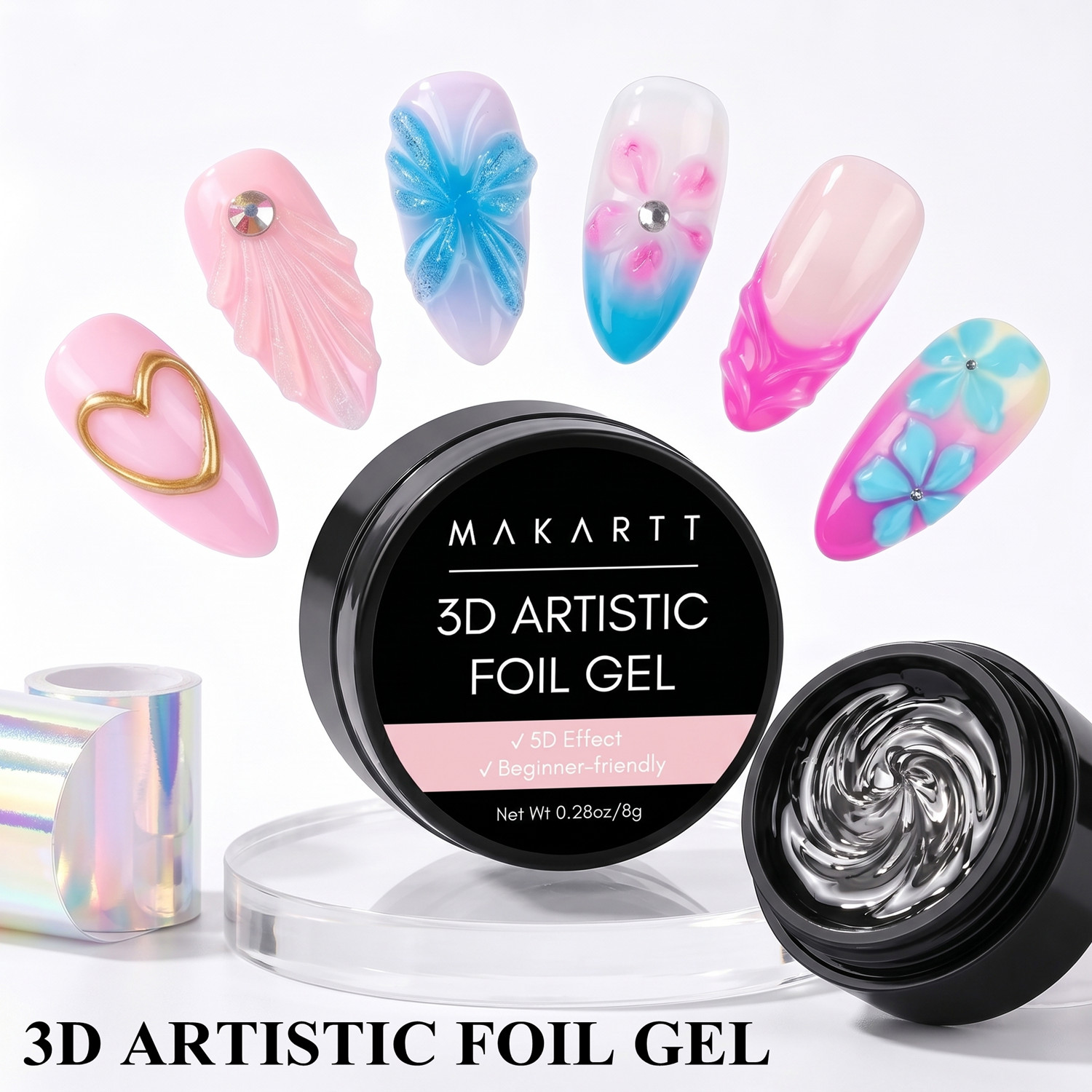 Nail Foil Transfer - Makartt 3D Nagelgel 8ml Nagelfolien-Kleber Transfergel