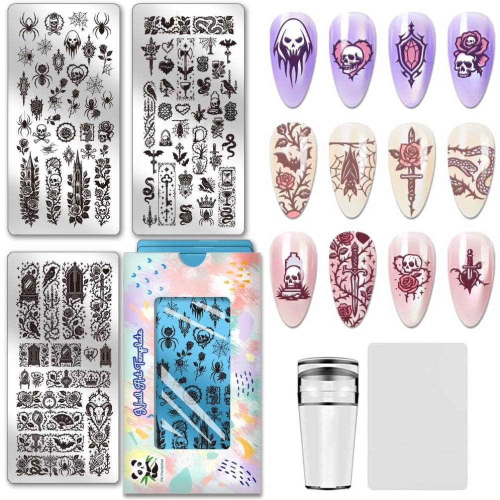 Nail Stamping Plate - Edelstahl DIY Nagelkunst-Schablonen, Vorlagenwerkzeug, Rechteckige Gemischte