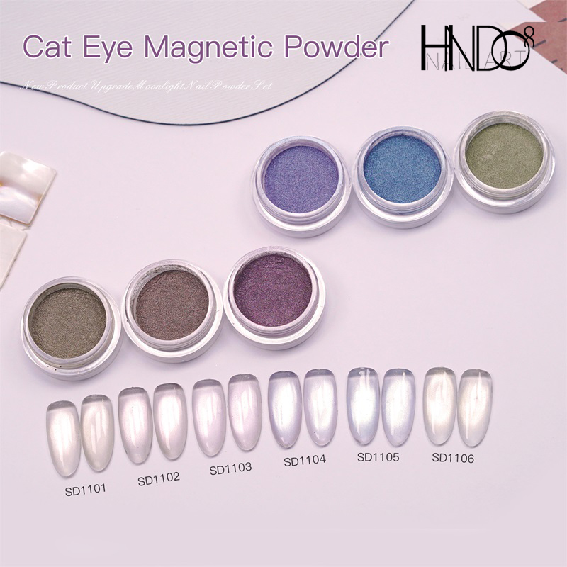 Nail Art Cat Eye Simple - HNDO Neues einfaches klares Katzenaugen-Magnetpulver, Glitzer-Nagelkunst