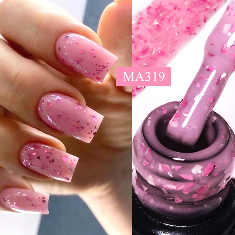 Nail Foil Transfer - MEET ACROSS 7 ml rosa Glitzer-Nagelgelpoliermittel