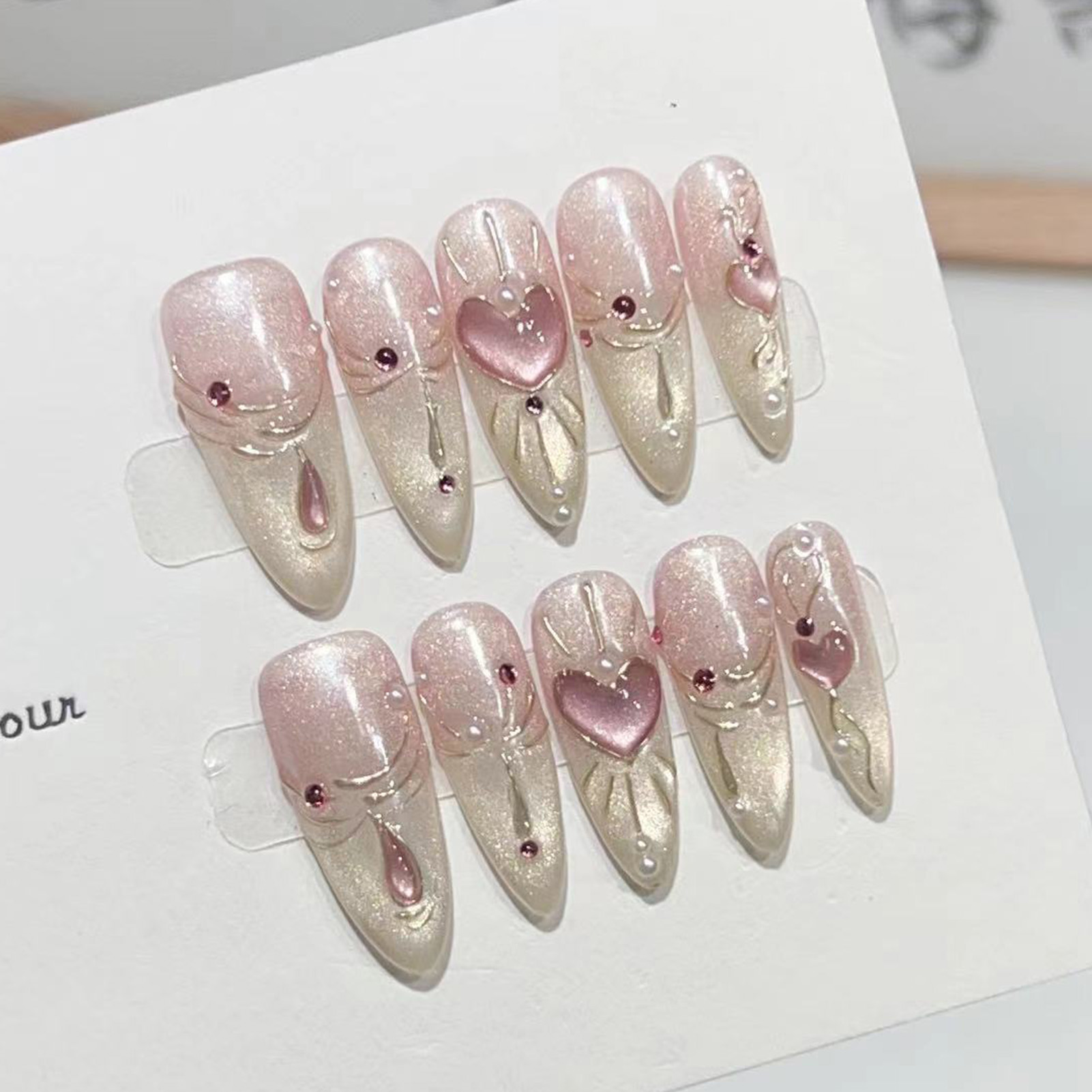 Nail Art Wedding - 10PCS Mandel Glänzend Drücken Auf Nägel