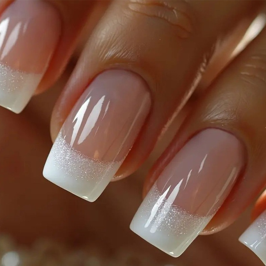 Nail Art Glitter - 24 Stück/Set mittelgroße quadratische Kunstnägel für