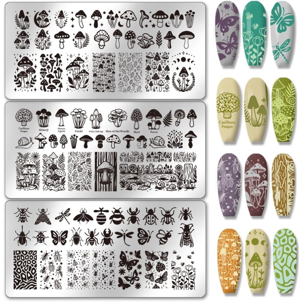 Nail Stamping Plate - Edelstahl DIY Nagelkunst-Schablonen Vorlagenwerkzeug Rechteck Pilzform