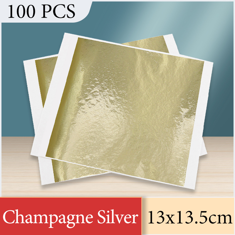 Nail Foil Transfer - 13 x 13,5 cm Champagner-Silberfolienpapier, Blattgoldbögen