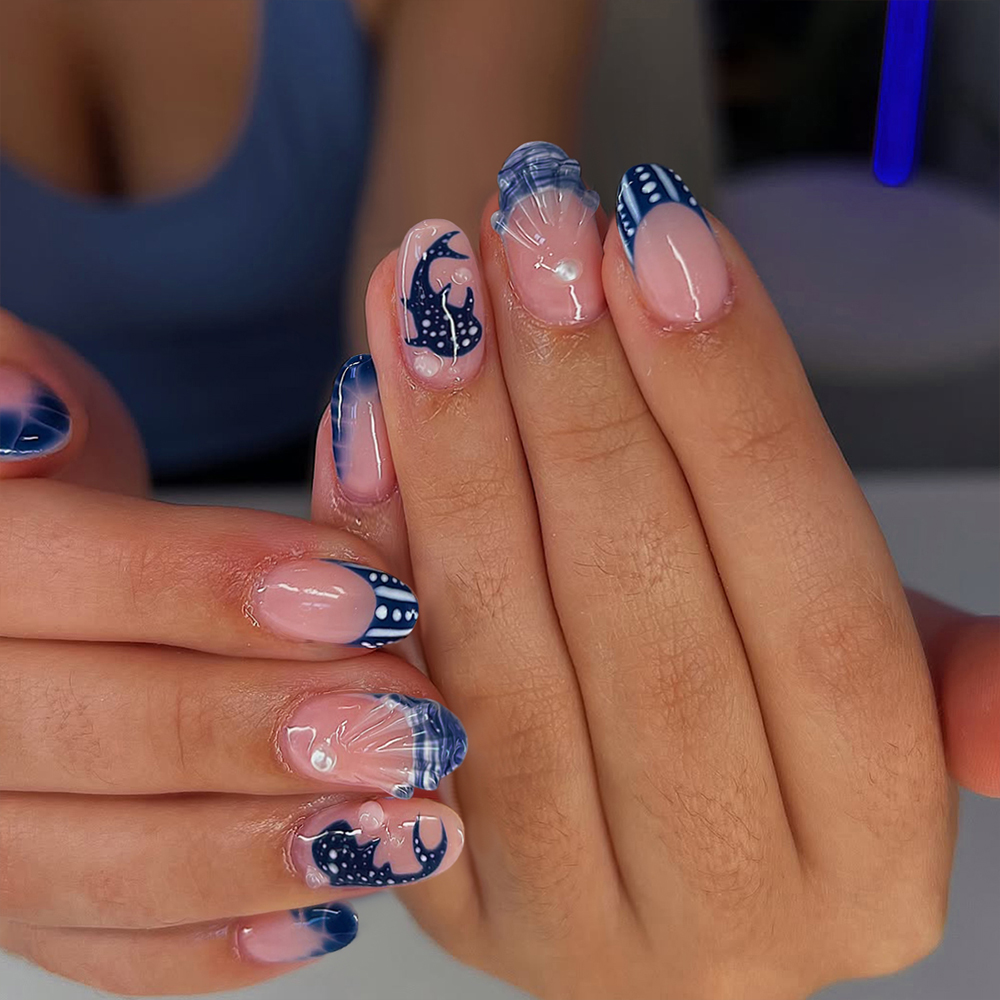 Nail Art Fake - 24 Stück 3D-Gelnägel in Mandelform mit