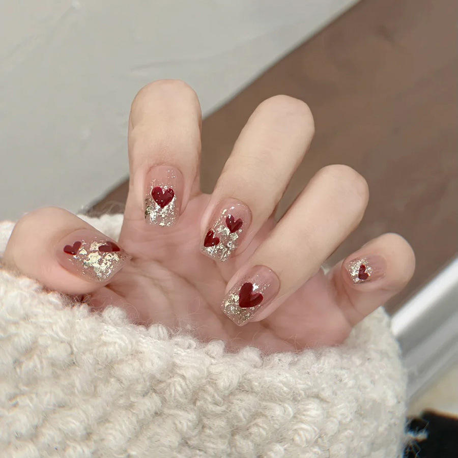 Nail Art Fake - 24 Stück/Set kurze, quadratische künstliche Nägel
