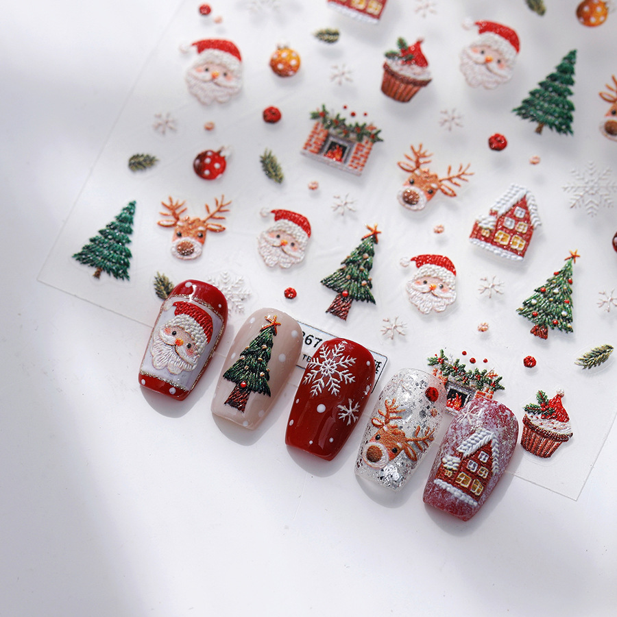 Nail Art Xmas Design - Niedliche Weihnachts-Nagelaufkleber mit Bären und Lebkuchen