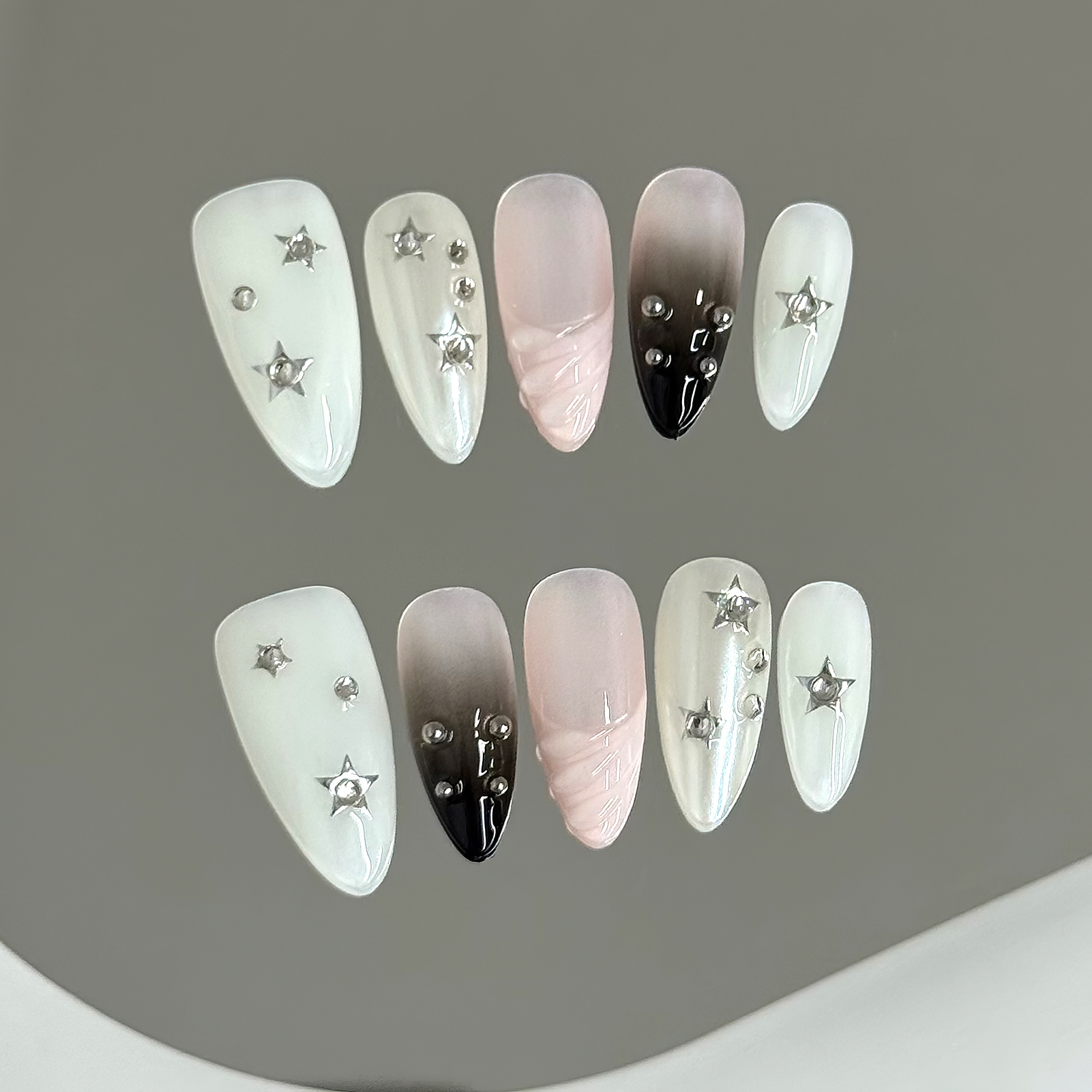 Nail Art Glitter - 10 stücke Mandel Gefälschte Nägel Stern