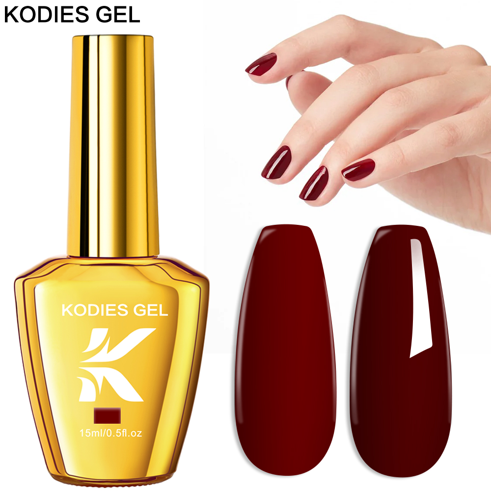 Nail Art Red Wine - KODIES GEL Burgunderroter Gel-Nagellack, 15 ml,