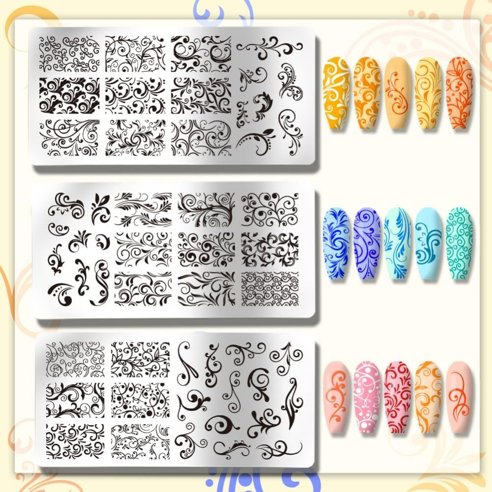 3 Stück Wirbelmuster Nail Art  – Nail Stamping Plate Bewertung und Preis