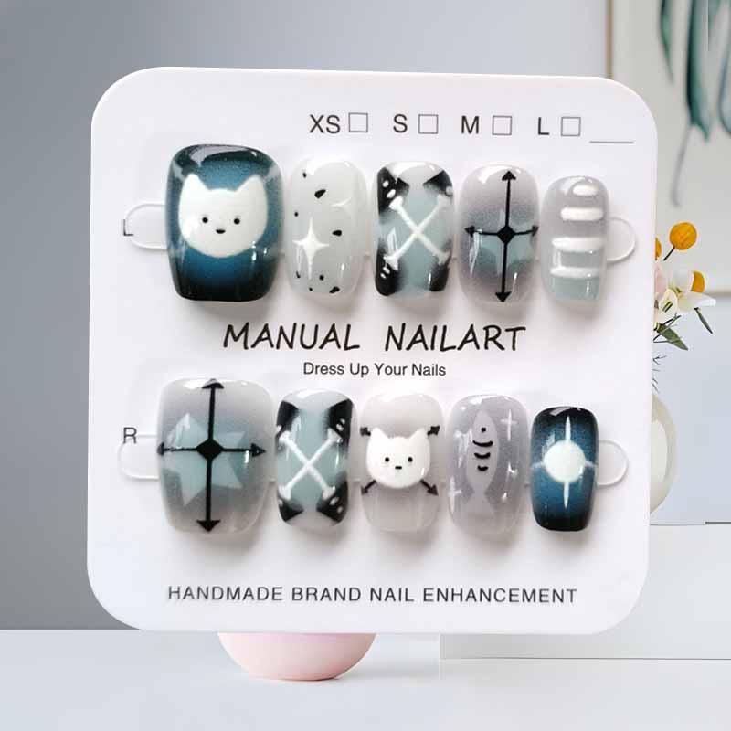 10 Stück niedliche Cartoon-sch – Nail Art Eye Cat Bewertung und Preis
