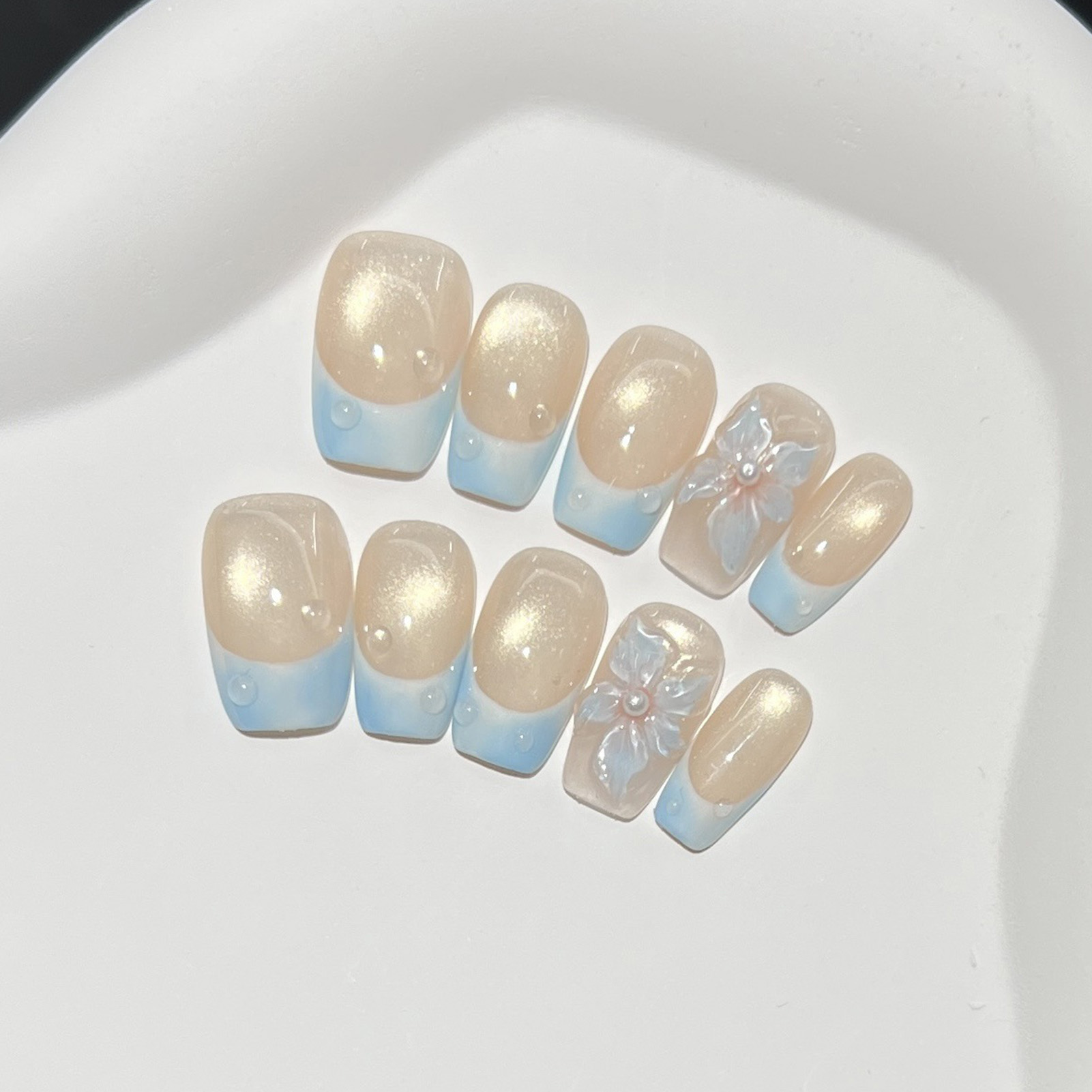 10 Stück französische blaue gl – Nail Art Glossy Bewertung und Preis