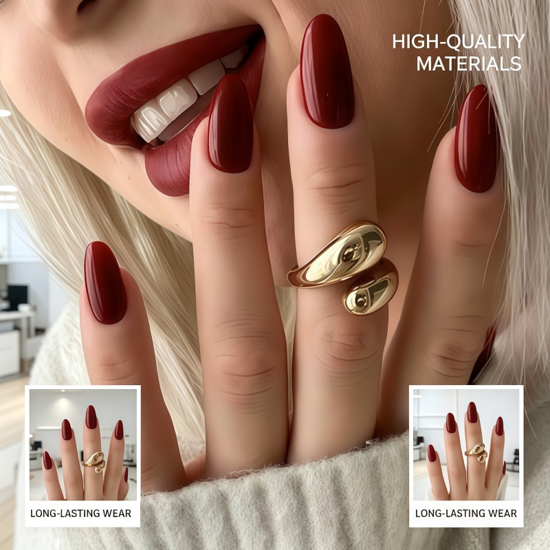 2026 Neu 24 Stück Einfarbige W – Nail Art Red Wine Bewertung und Preis