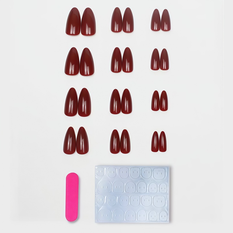 2026 Neu 24 Stück Einfarbige W – Nail Art Red Wine Bewertung und Preis