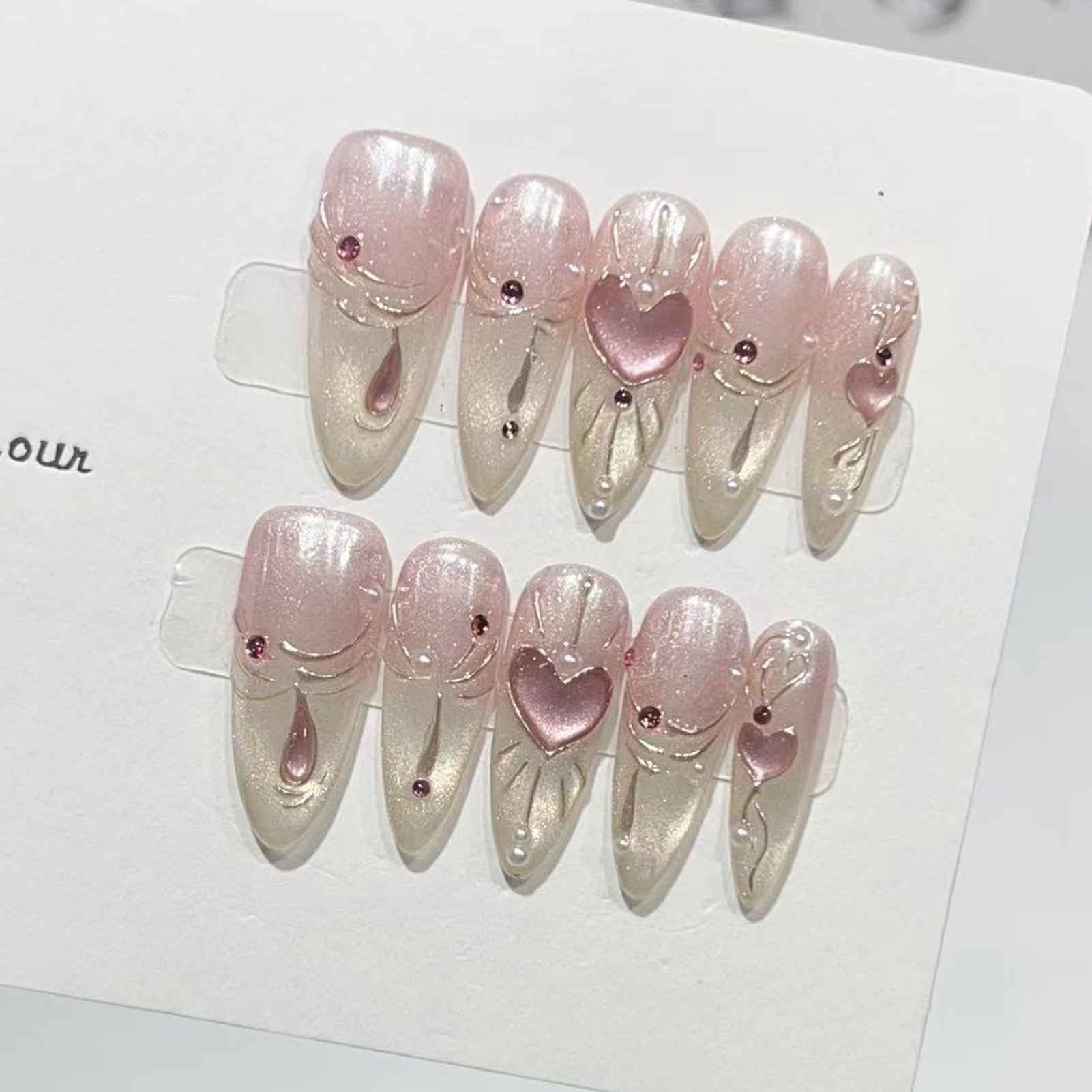 10PCS Mandel Glänzend Drücken  – Nail Art Wedding Bewertung und Preis