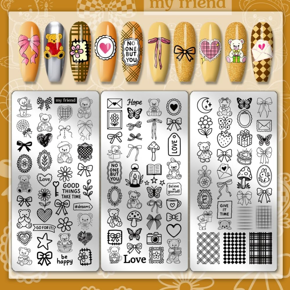 3 Stück Niedliche Bären-Nagels – Nail Stamping Plate Bewertung und Preis