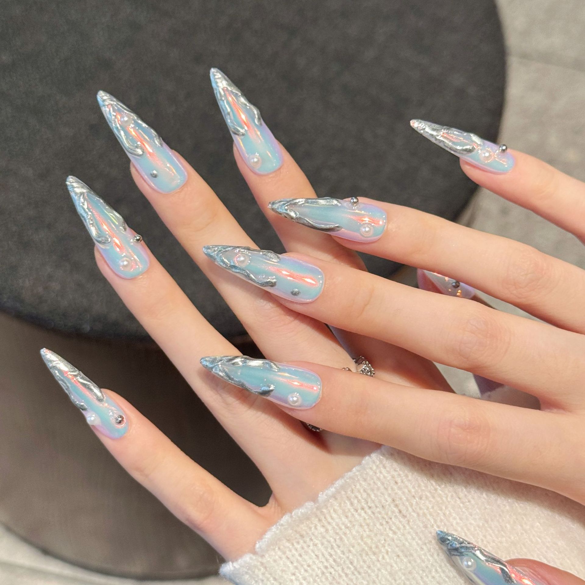 10 Stück Silber Aurora Lange S – Nail Art Fake Bewertung und Preis
