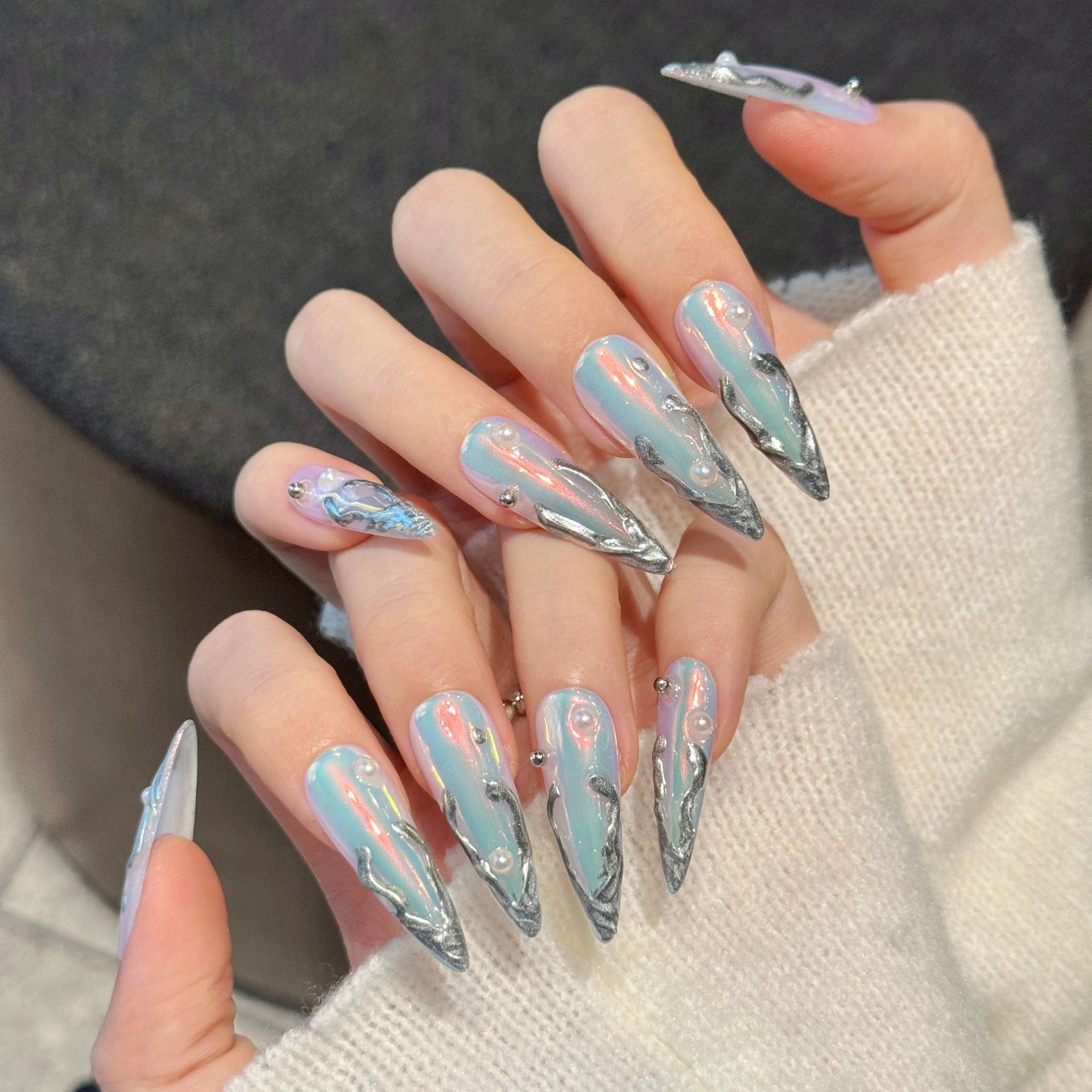10 Stück Silber Aurora Lange S – Nail Art Fake Bewertung und Preis