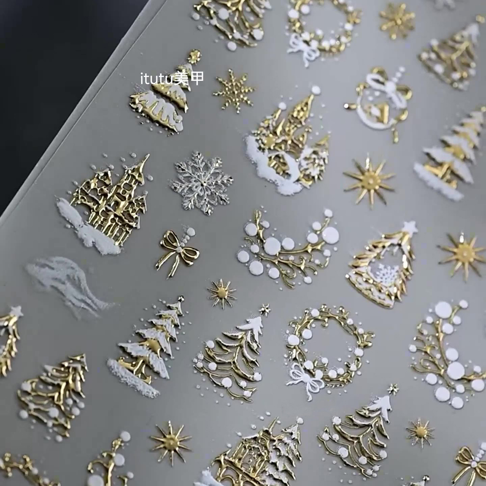 1pc 5D Gold Schnee Weihnachten – Nail Art Xmas Design Bewertung und Preis