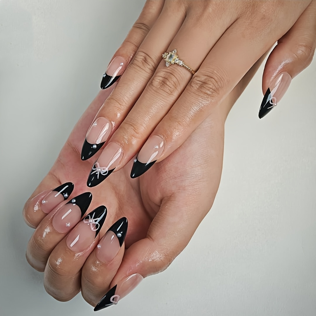 10 Stück schwarze französische – Nail Art Glossy Bewertung und Preis
