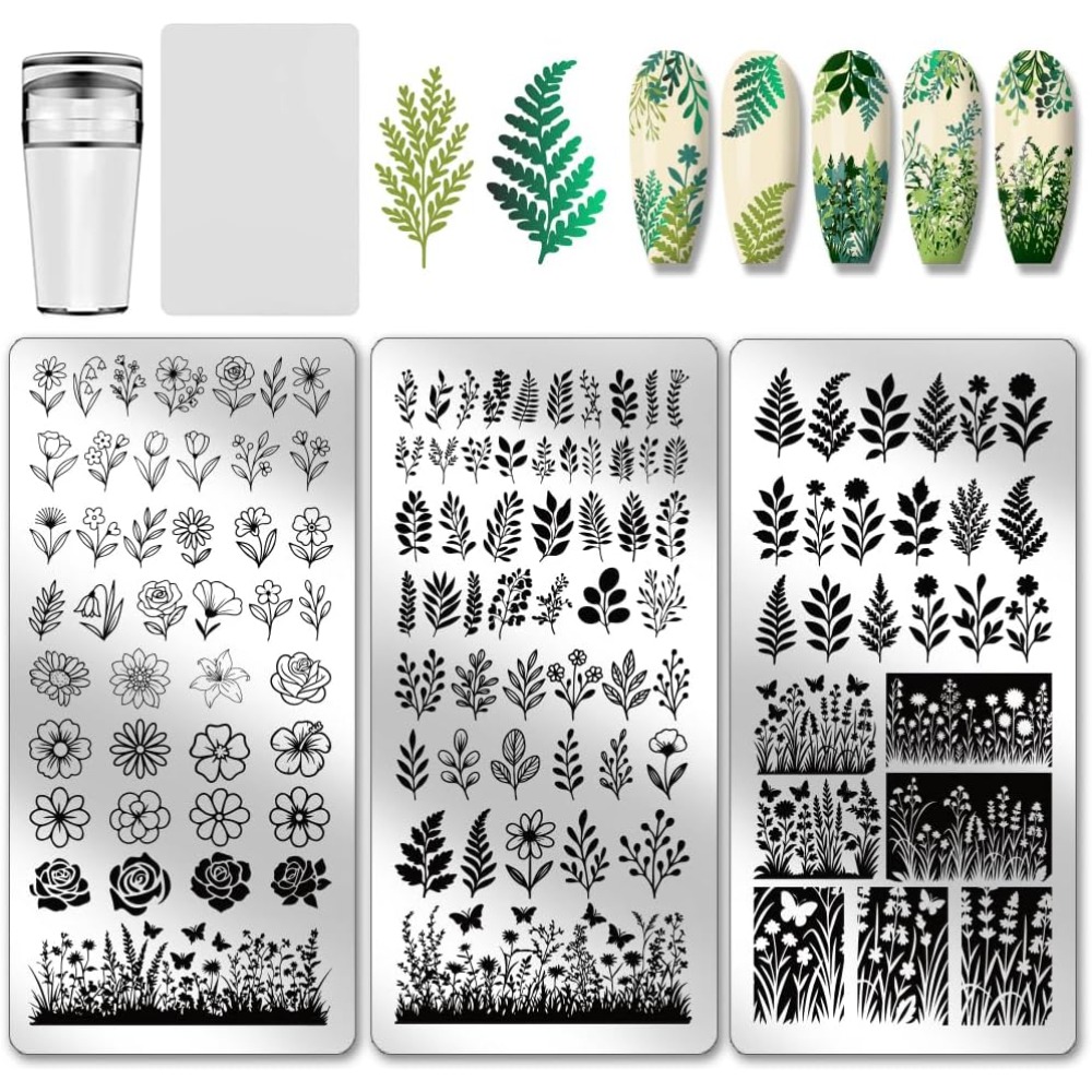 3 stücke Blume Blatt Nagel Ste – Nail Stamping Plate Bewertung und Preis