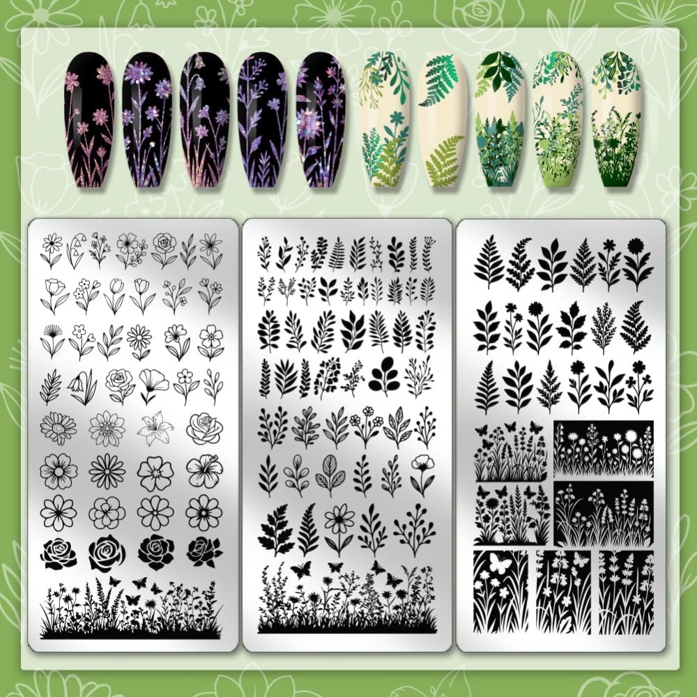 3 stücke Blume Blatt Nagel Ste – Nail Stamping Plate Bewertung und Preis