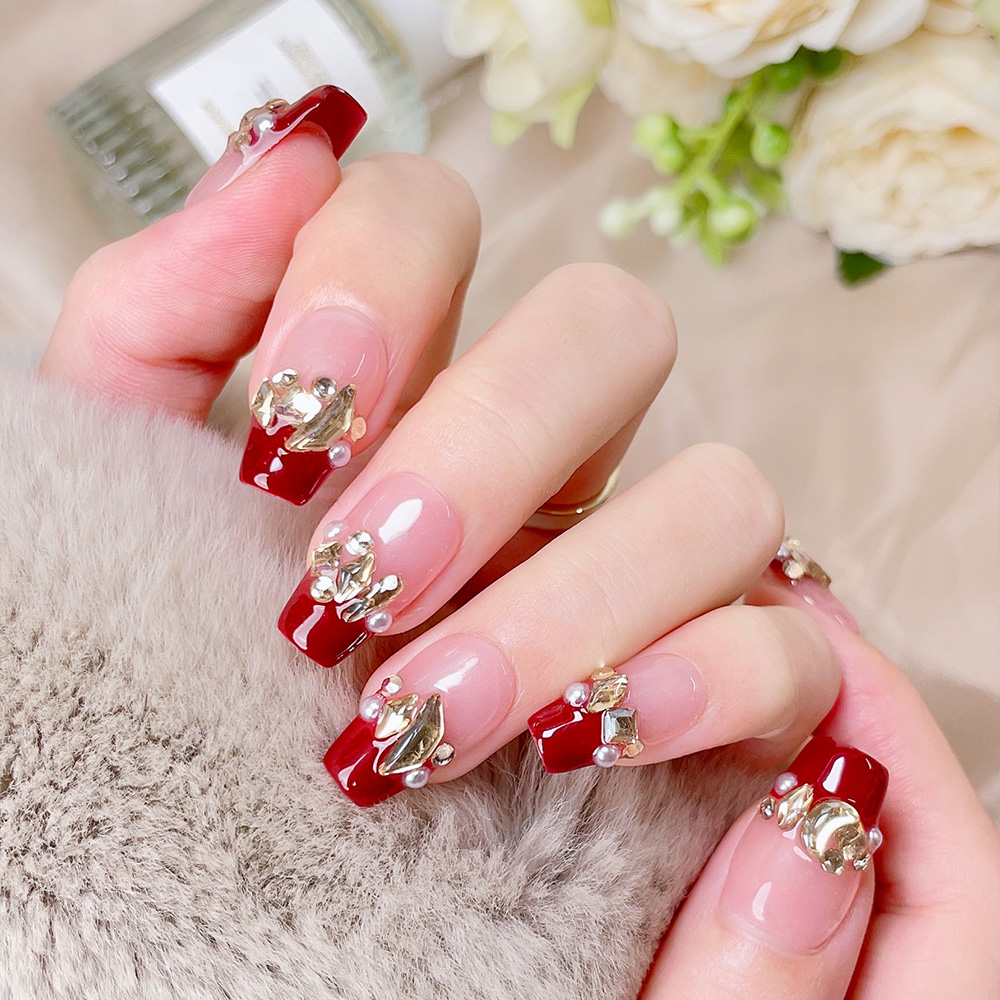 10 Stück kurze, trapezförmige, – Nail Art Red Wine Bewertung und Preis