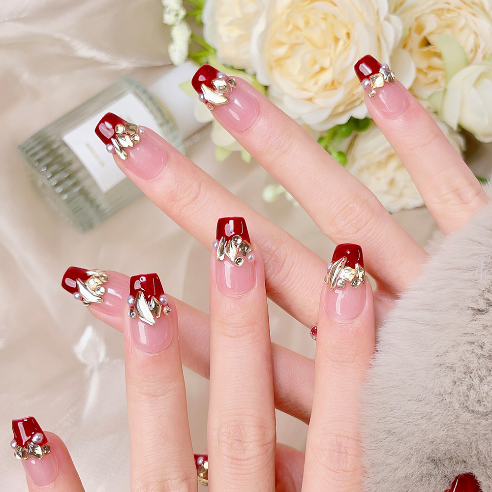 10 Stück kurze, trapezförmige, – Nail Art Red Wine Bewertung und Preis