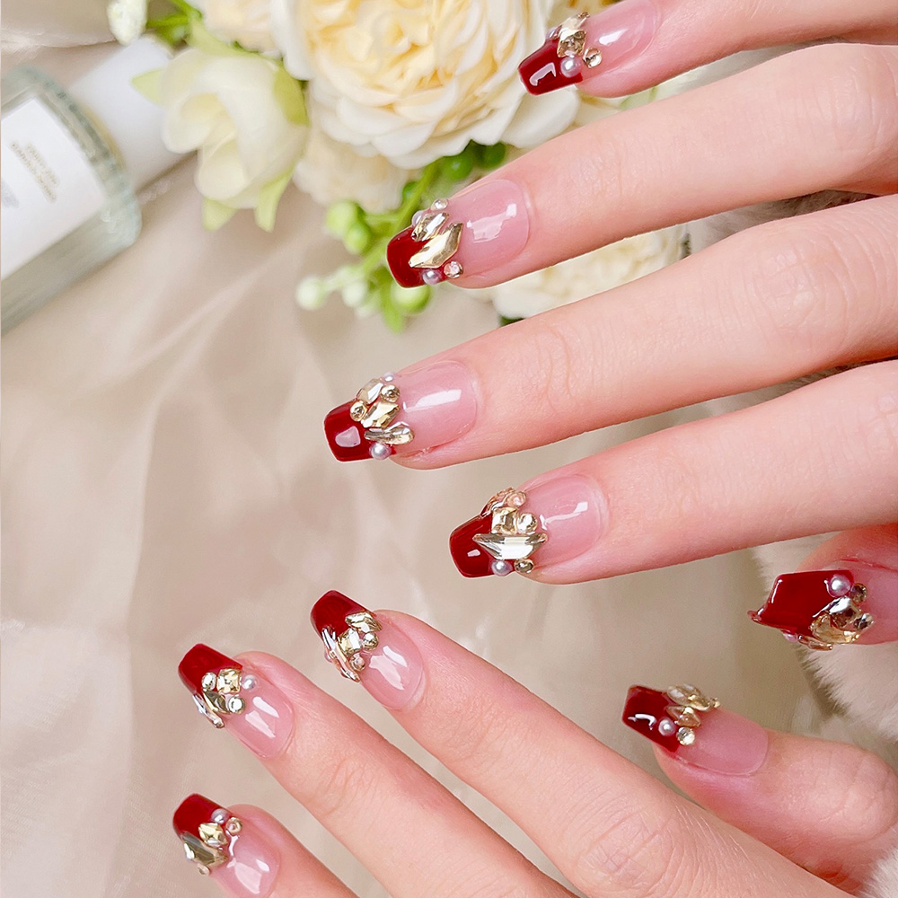 10 Stück kurze, trapezförmige, – Nail Art Red Wine Bewertung und Preis