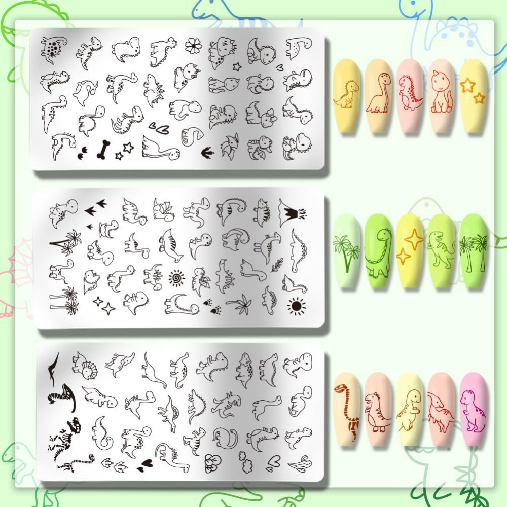 3 Stück Dinosaurier-Nagelstemp – Nail Stamping Plate Bewertung und Preis