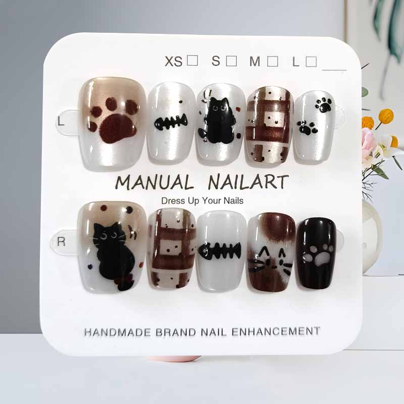 10 Stück niedliche Cartoon-sch – Nail Art Eye Cat Bewertung und Preis